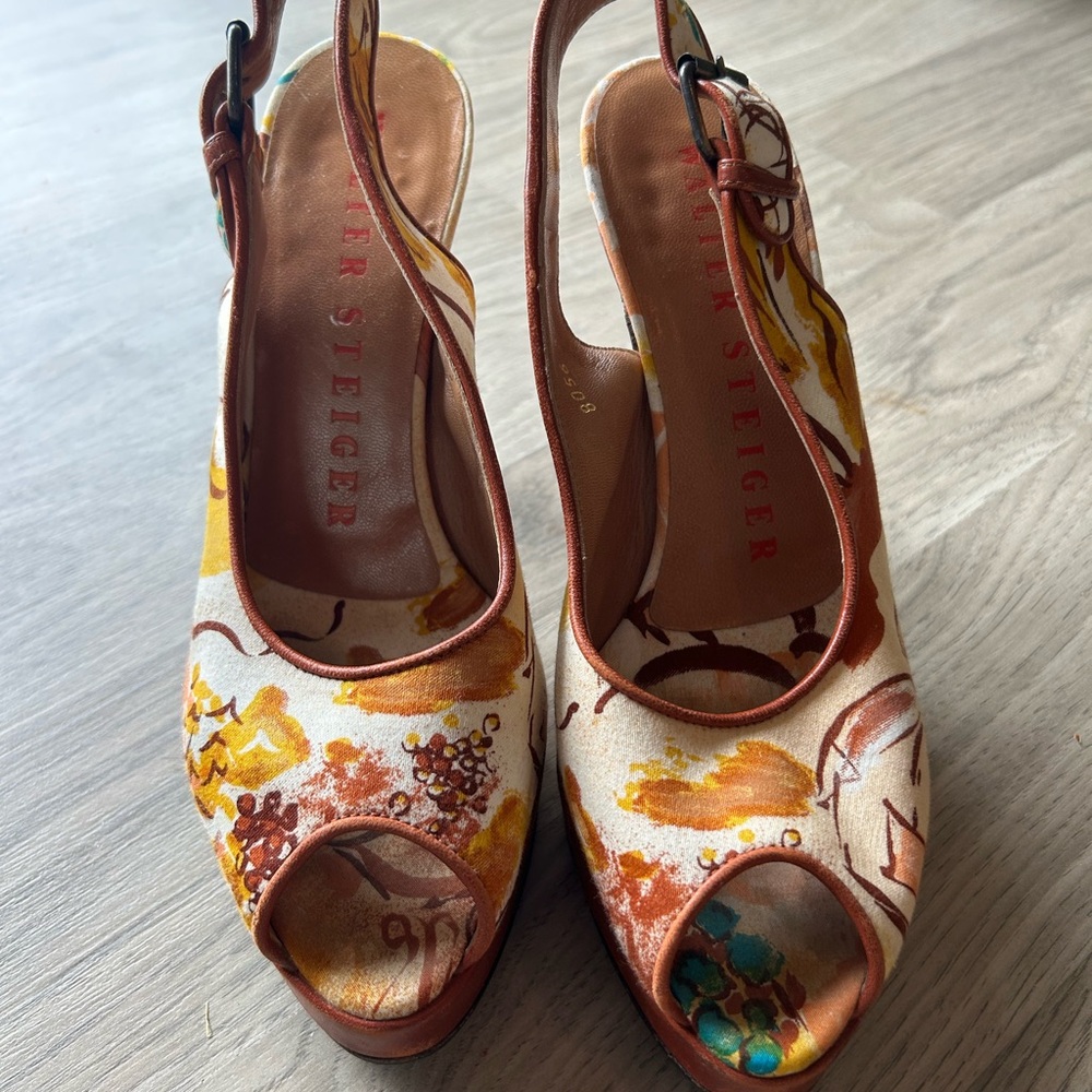 Walter Steiger Women's Floral Peep Toe Heels - Multicolor